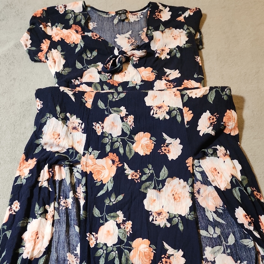 Rue21 Navy and Peach Floral Dress